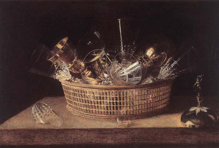 Sebastian Stoskopff Still-Life of Glasses in a Basket Spain oil painting art
